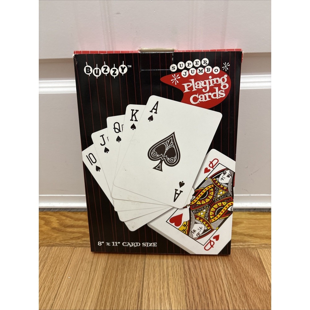 Buzzy Super Jumbo Playing‎ Cards 8 x 11" Card Size Funny Gag Poker Night